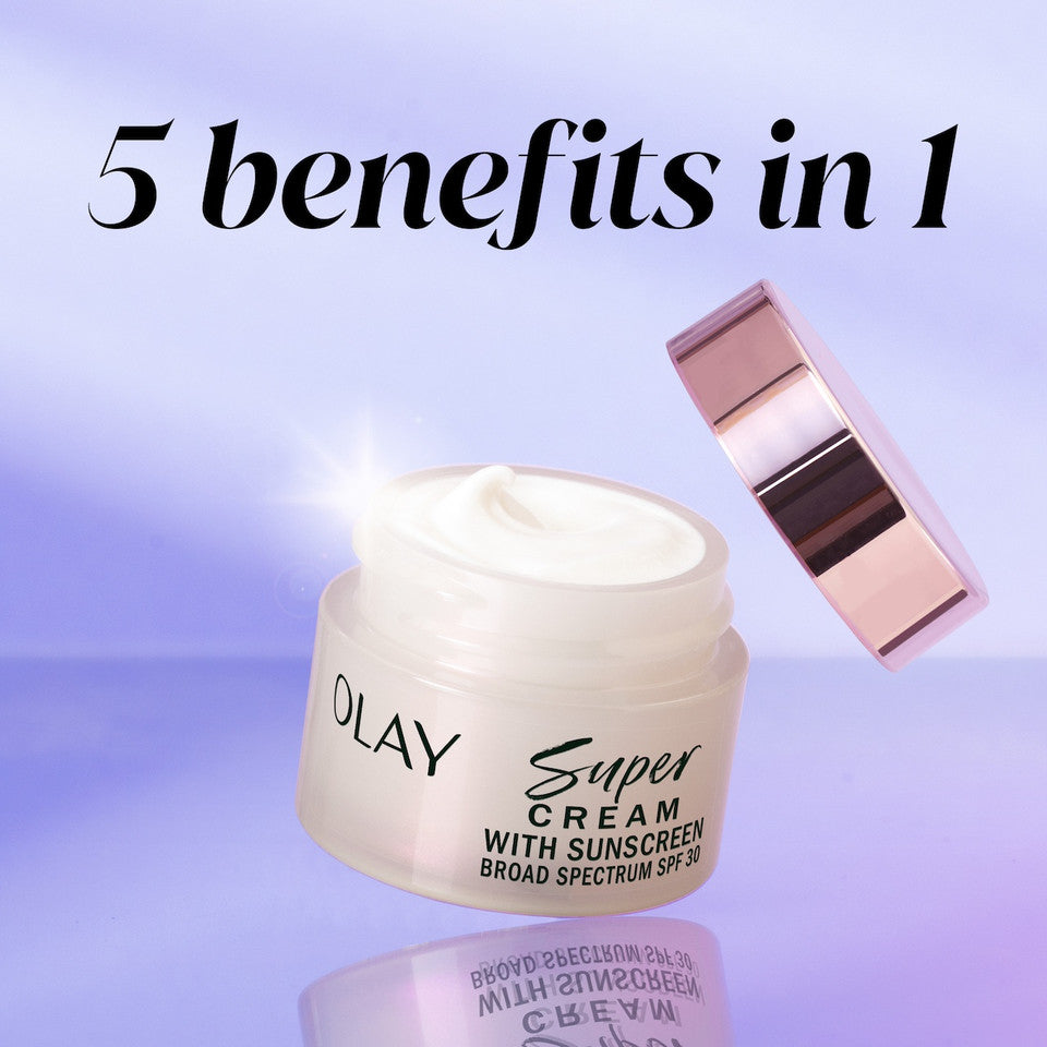 Olay Super Cream Mini with Sunscreen SPF 30, Ultra Lightweight SPF Face Moisturizer - Image 3